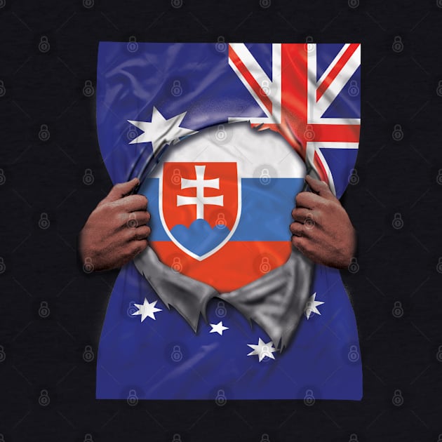 Slovakia Flag Australian Flag Ripped Open - Gift for Slovakian From Slovakia by Country Flags